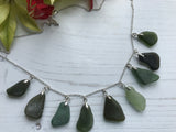 Green Sea Glass Necklace, Silver Plated 20”