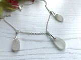 Mermaids Tears - Sea Glass Necklace White, sterling silver