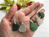 Green & Sea Foam Sea Glass Necklace, Sterling Silver 18"