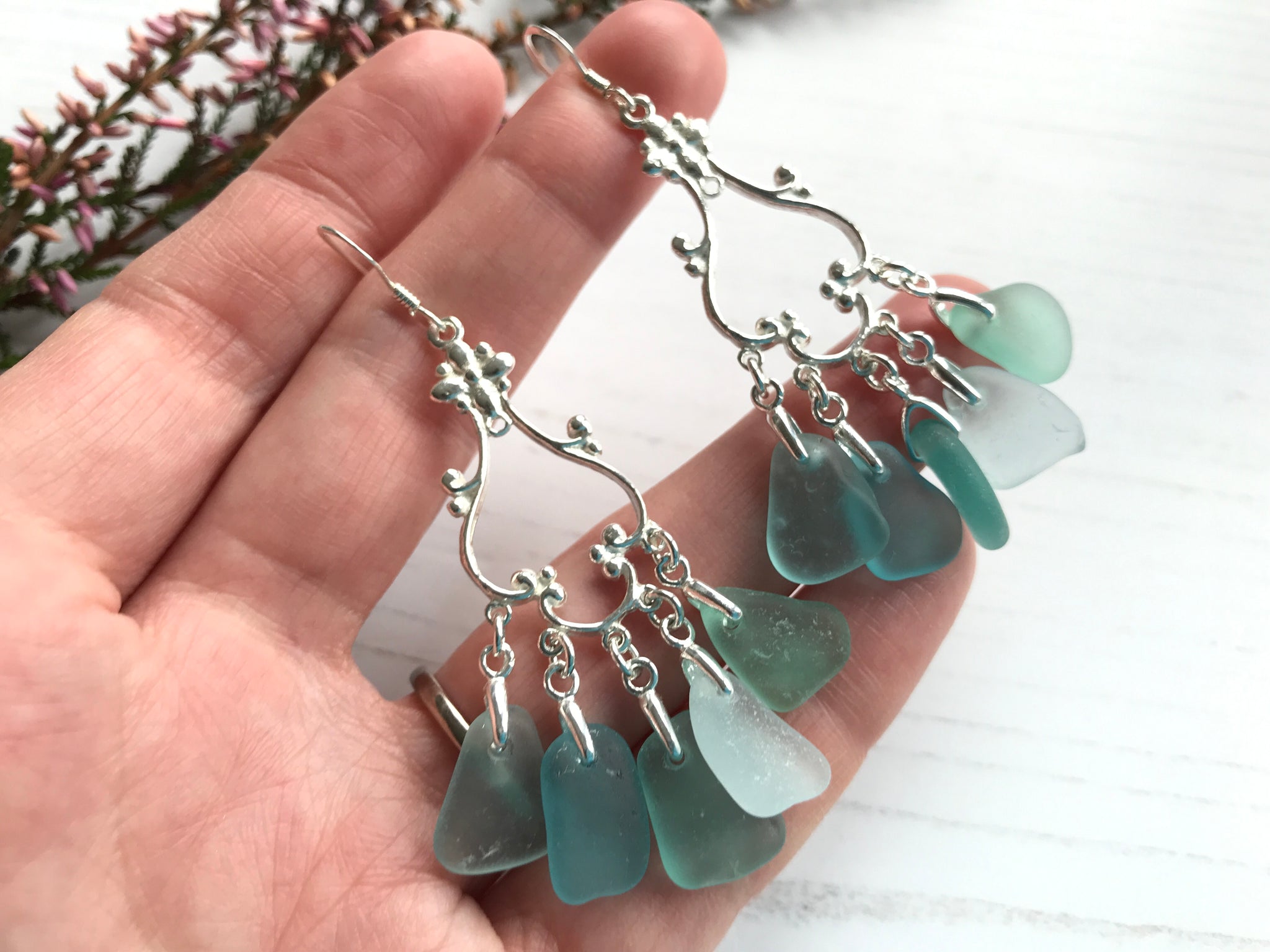 Sea Foam Green Sea Glass Earrings hot