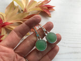 Sea Glass Marble Earrings - Green Cat's Eyes