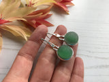 Sea Glass Marble Earrings - Green Cat's Eyes