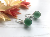 Sea Glass Marble Earrings - Green Cat's Eyes