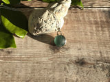 Japanese Sea Glass Marble Necklace, Ombre Aqua Beach Glass, Sphere Pendant