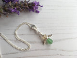 Guardian Angel Bead Pendant,Green and White Sterling Silver Mudlarking Beads