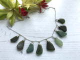 Green Sea Glass Necklace, Silver Plated 20”