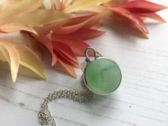 Sea Glass Marble necklace - Green Cat's Eye