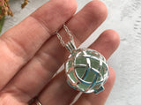 Celtic Locket - Bonfire Sea Glass Codd Marble Interchangeable Pendant