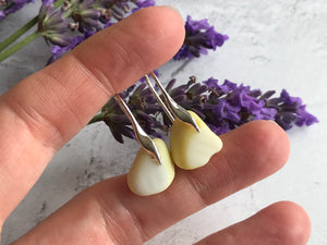 Wave Earrings - Yellow Milk Sea Glass From Seaham