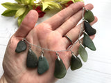 Green Sea Glass Necklace, Silver Plated 20”