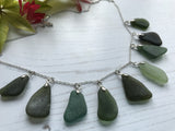 Green Sea Glass Necklace, Silver Plated 20”