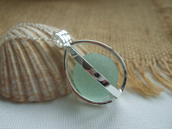 codd sea glass marble in locket