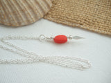 Sea glass bead necklace - red 2