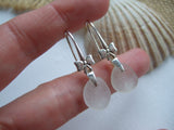 white bow design sea glass earrings