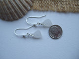 Heart Shaped White Sea Glass Earrings